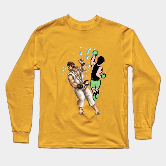 PIXEL FIGHT! (R) Long Sleeve T-Shirt by demonigote